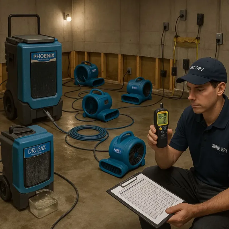 Structural Drying and Dehumidification process in Contra Costa Centre, CA